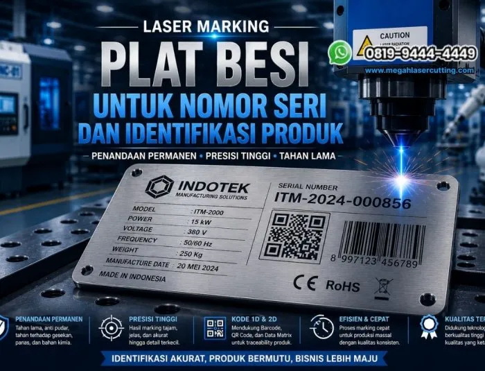 Laser Marking Plat Besi untuk Nomor Seri dan Identifikasi Produk
