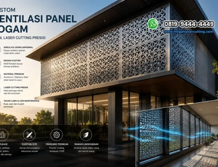 Custom Ventilasi Panel Logam Hasil Laser Cutting Presisi
