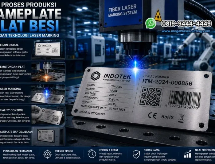Proses Produksi Nameplate Plat Besi dengan Teknologi Laser Marking