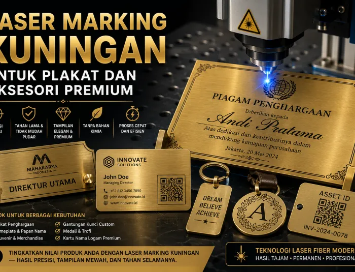 Laser Marking Kuningan untuk Plakat dan Aksesori Premium